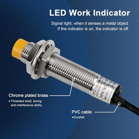 ATO M12 Inductive Proximity Sensor Switch: 4Pcs Non-Shield Detector 4mm NPN Normally Open Approach Sensor Directly
