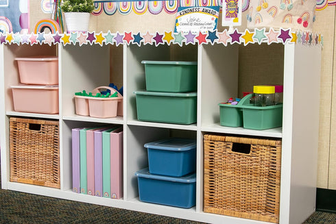 Teacher Created Resources Eucalyptus Green Portable Plastic Storage Caddy 6-Pack, 3 Compartments for Organization