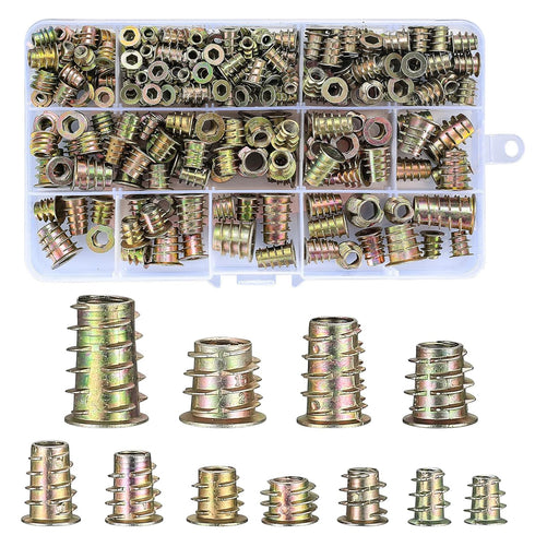 230 Pcs Threaded Inserts Nuts Assortment Tool Kit, 11 Sizes Metric M4/M5/M6/M8/M10 for Wood Inserts and Bolts