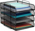 Mind Reader Stackable Paper Tray, 4 Pcs Desktop Organizer, Metal Mesh File Storage, 10.5" L x 13.5" W x 11.25" H, Black