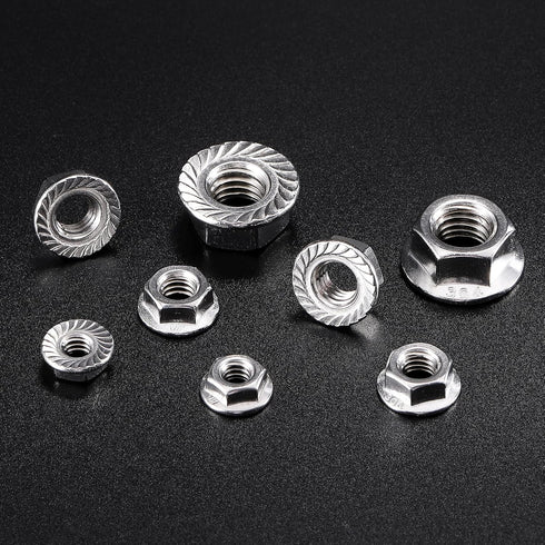 SG TZH 5/16-18 100Pcs 304 18-8, Serrated Flange Hex Lock Nuts Stainless Steel Full Thread, Hex Drive, Bright Finish by