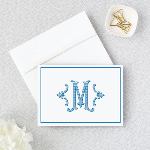 Designing Moments Monogrammed Set 10 24-2 Monogram Note Cards, Personalized Stationery, Single Letter Monogram, Folded