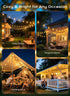 52FT 15+1 Bulbs, Dimmable 3 Brightown Solar String Lights Outdoor Waterproof, Patio Lights with Remote and LED