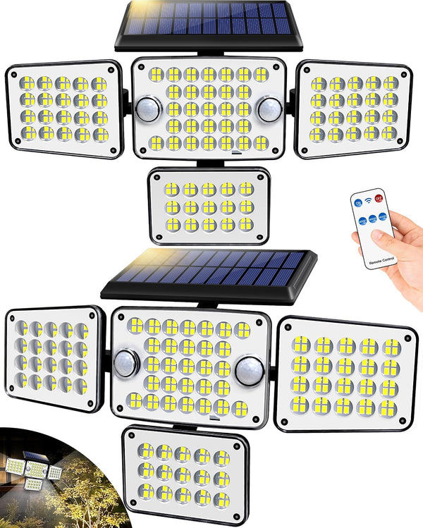Solar Lights Outdoor 336 LED, Motion Sensor Security Wall Light with Remote,