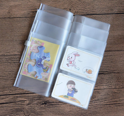 Funcoo Set of 4 Zipper Pocket Refill Pack, Plastic Clear Inserts Pouch for Travelers Notebook (Passport Size)