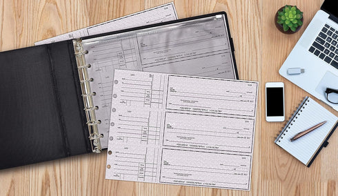 GOLD SEAL 7 Ring Executive Check Binder with Zipper Pouch, Black Textured Premium Leatherette Cover, for 9 x 13" 3 Per Page Business Checks, 600 Check Capacity Checkbook Holder by GOLD SEAL