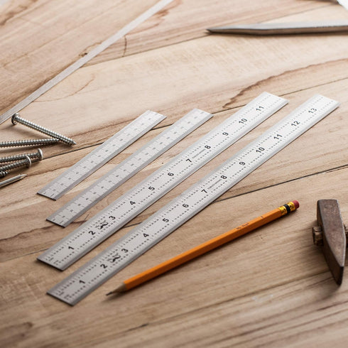 Mr. Pen Machinist Ruler, 4 Pack (6, 8, 12, 14 inch), Stainless Steel Metric Ruler with Millimeter Measurements