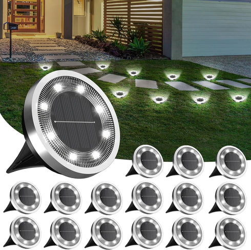 INCX Solar Ground Lights,16 Pack Solar Lights Outdoor Waterproof, Solar Garden Lights