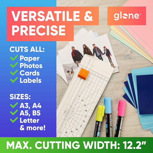 Glone 12 inch Paper Trimmer, A4 Size Cutter with Automatic Security Safeguard for Craft Paper and Photos