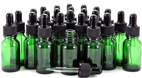 Vivaplex 24 Green 10 ml (1/3 oz) Glass Bottles with Glass Eye Droppers