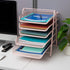 Mind Reader 5-Tier Paper Tray, Desktop Organizer for File Storage, Metal Mesh, Pink