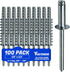 Pop Rivets - 1/8" x 1/4" (100 pcs) Heavy Duty, Open-End, Low Carbon Steel Dome-Head Blind Rivets