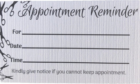 Scissors Salon Appointment Reminder Cards, 100 Pack Hairstylist Appointment Cards for Salon and Grooming.