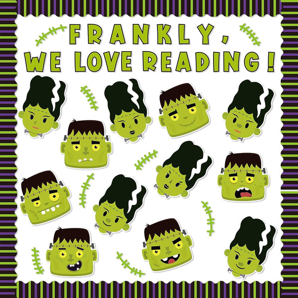 Haooryx 118Pcs Green Monster Bride Bulletin Board Decoration Set, Character Cutouts for Christmas Home Theme Party