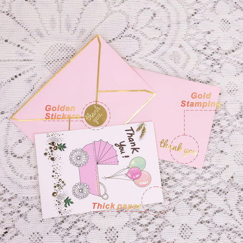 Suohanfei 30 Pack 3.5 5 Inch Baby Shower Thank You Cards with Envelopes and Sticker, x Cute Stroller Baby Girl Shower