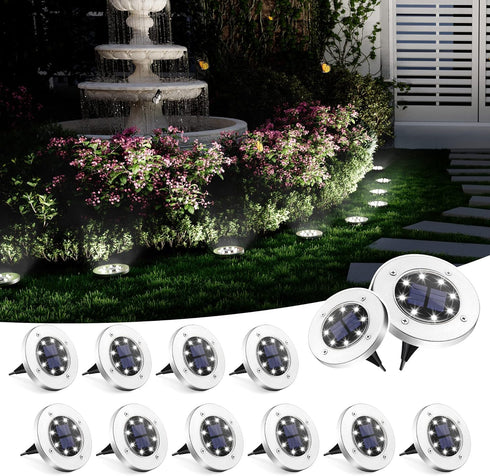 SOLPEX Solar Ground Lights, 12 Pack Solar Lights Outdoor Waterproof, 8 LED
