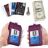 ELV PU Leather ID Badge Holder with Zipper, 5 Card Slots, RFID Blocking Pocket, 20 inch Neck Lanyard, Purple