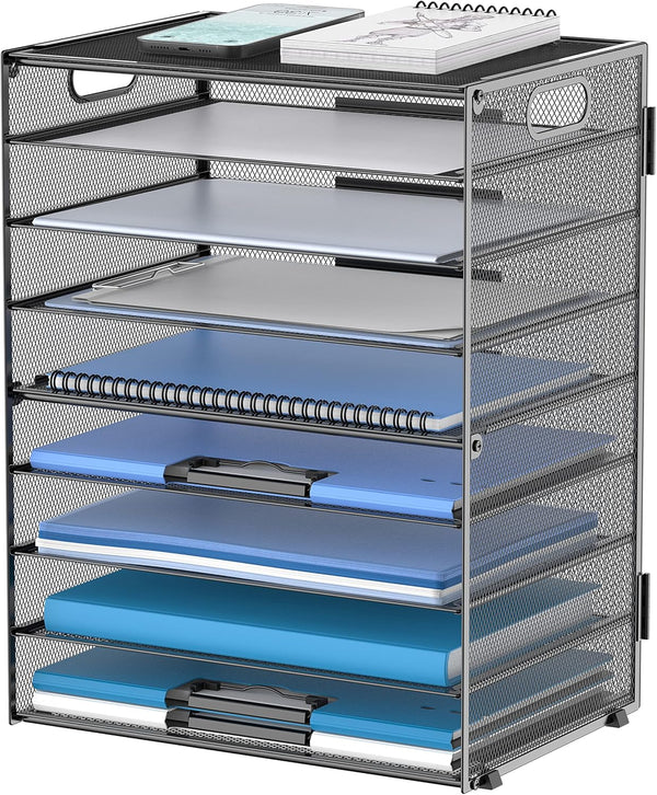 DALTACK 9-Tier Paper Letter Tray Desk Organizer, Mesh File Holder for Office Home School Organization