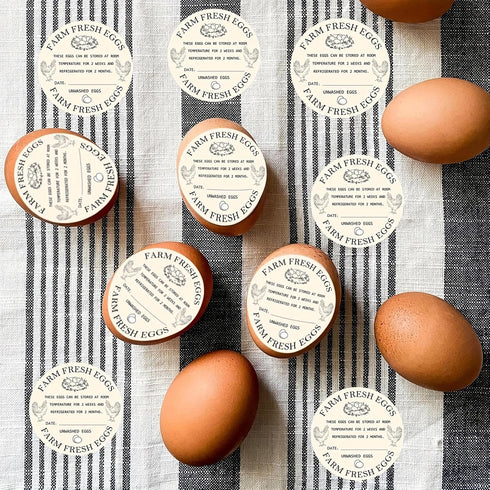 Well Tile 500Pcs 2inch Packaging Farm Fresh Egg Carton Stickers Round Unwashed Egg Carton Labels with Collection Date