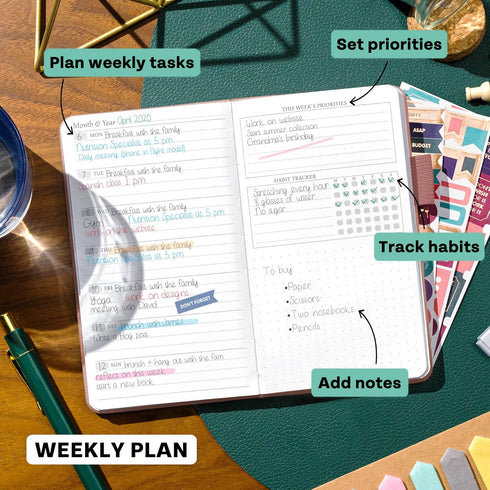 Legend Planner Pocket – Small Undated Monthly & Weekly Goal Journal, Mini Life Organizer Planner, Rose Gold