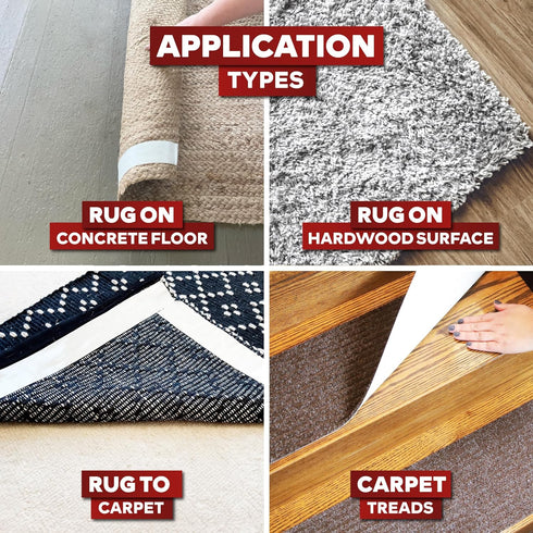 XFasten Carpet Tape for Hardwood Floors - 2”x10yds No Residue Heavy Duty Double Sided Rug Tape