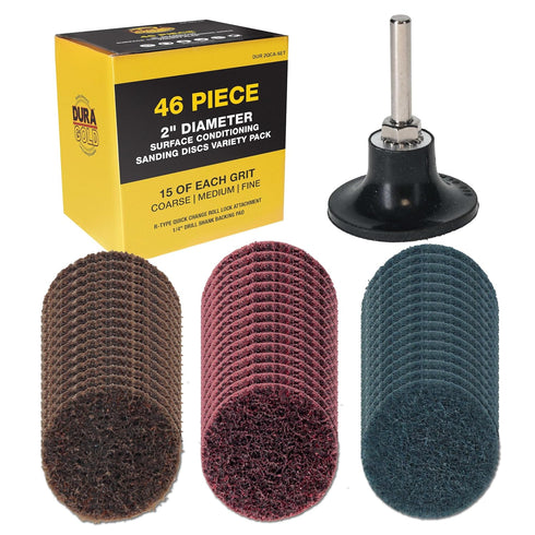 Dura-Gold 46-Piece 2" Diameter Surface Conditioning Sanding Discs Variety Pack - 15