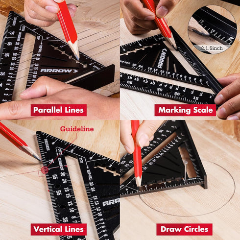 Set, 2PCS 7-Inch Arrow Aluminum Alloy Carpenter Square Rafter Square Layout Tools, Woodworking Triangle Rulers