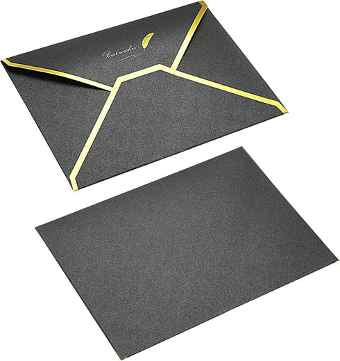 PATIKIL V Flap Envelopes, 20 Pack 7 x 5'' Luxury Style Gold Border Greeting Card Envelope for Weddings