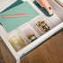 Martha Stewart Brody Desktop Storage Organizer, Stack and Slide Plastic Tray, Clear Organizer for Office, Kitchen,