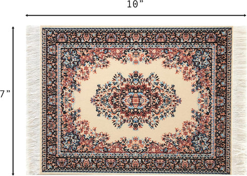 Beautiful Oriental Rug Style Mousepad, Beige Miniature Carpet Computer Mouse Pad, Non-Slip