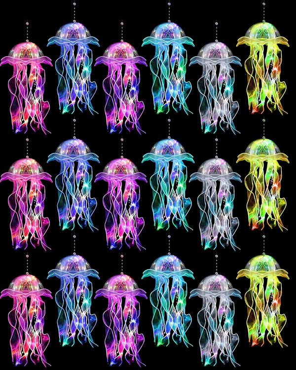 Glooglitter 18 Pcs Jellyfish Lanterns Lamp 6 Colors Hanging Jelly Fish Decoration Lights