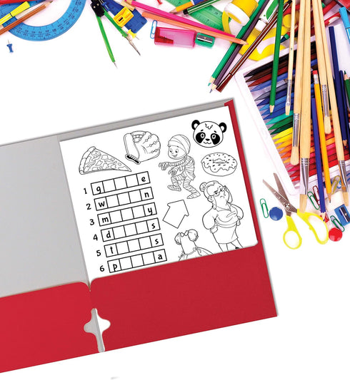 Better Office Products Two Pocket Portfolio Folders, 50-Pack, RED, Letter Size Paper Folders
