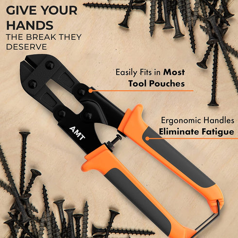 AMERICAN MUTT TOOLS Mini Bolt Cutter, 8 Inch Heavy Duty Wire Cutters for Fence and Steel Wire