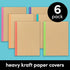 PAPERAGE 6-Pack Composition Notebook Journals, 120 Pages, Kraft Cover with Rainbow Spines, Small Size, 8 x 5.75 in