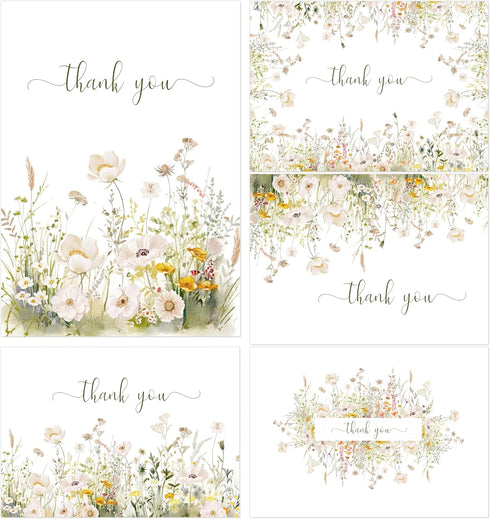 slapaflife Floral Thank You Cards With Envelopes,20Pack - 4x6 Thank You Cards