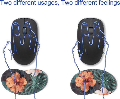 BRILA Ergonomic Memory Foam Mouse Wrist Rest Support Pad Cushion for Computer & Laptop - Floral Leaves Design
