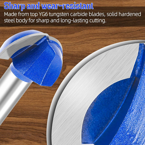SMJXTOP 1-1/4" Set 1/2 Inch Cutting Diameter Cove Box Round Nose Router Bit Shank, Carbide Tipped Core Box Router Bit