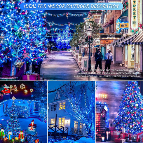 oopswow 100 Lights,33ft 8 LED Christmas Modes Extendable String Lights Outdoor Waterproof,Twinkle Fairy Lights Plug