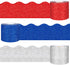 Whaline 196.9ft Patriotic Bulletin Board Borders, 3 Rolls Red Blue Silver Die-Cut Stripes for 4th of July Classroom