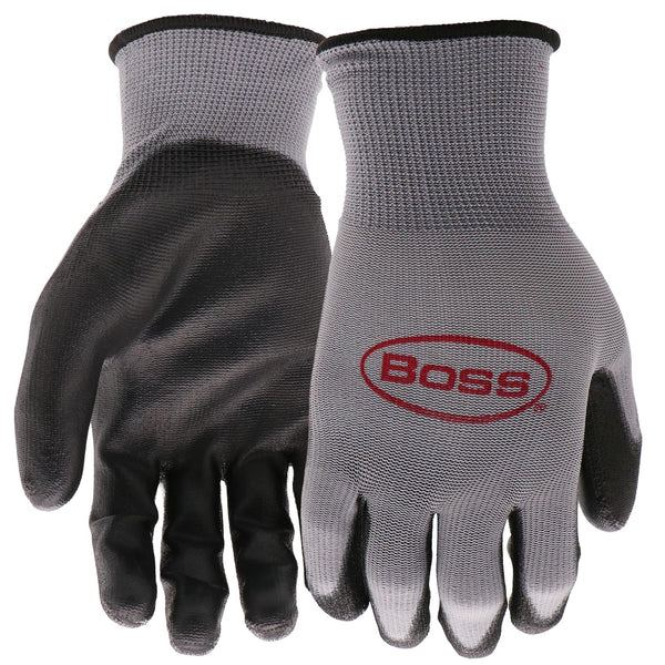 Boss Men's Grip 10-Pack Polyurethane Coated Work Gloves - Water and Chemical Resistant, Large