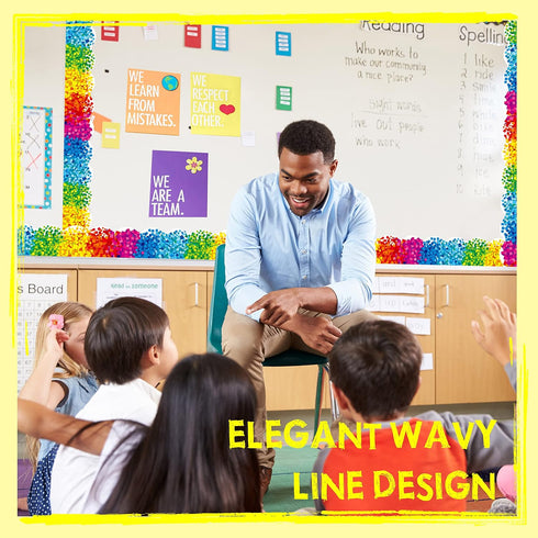 ERKE 60 Feet Bulletin Board Borders, Confetti Scalloped Rolled Border Trim for School, Classroom & Office Decoration