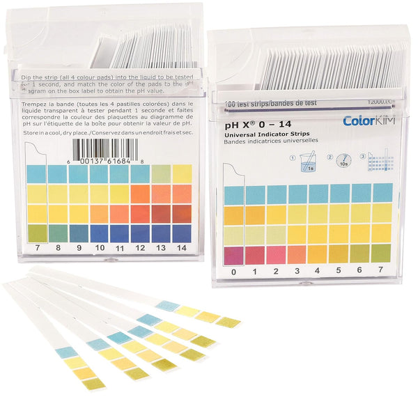 pH Strips, 0-14 Scale for Testing Water pH, Made of Premium Litmus Paper (100 Strips)