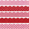 Whaline 69Ft Valentine's Day Glitter Bulletin Board Borders, 5 Designs Red Pink Heart Stripe Dot Decoration