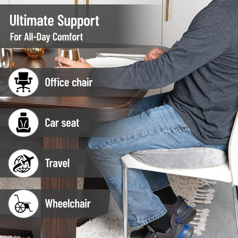 Tailbone Mind Reader Memory Foam Seat Cushion with Air-Cloud Technology, Ergonomic Pressure Relief for Office Chair