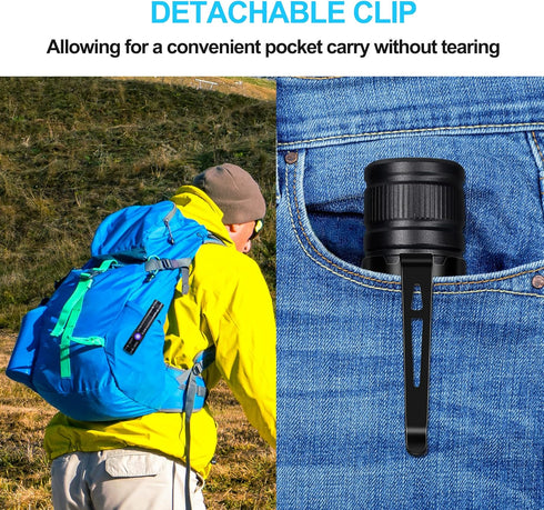 2000 DARKBEAM LED Flashlight Rechargeable USB High Lumens, Small and Bright Pocket Flashlights, Focus Adjustable Water