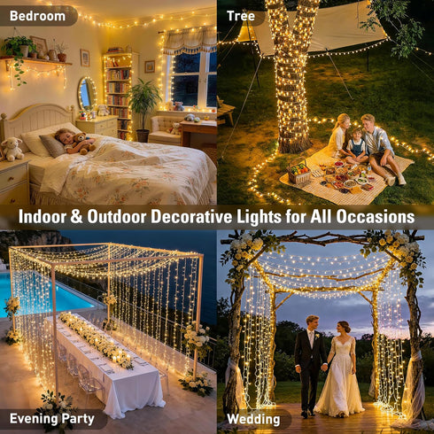 168FT 600 JMEXSUSS LED Christmas Lights Outdoor Waterproof Clear Wire Indoor String Lights for Outside Warm White