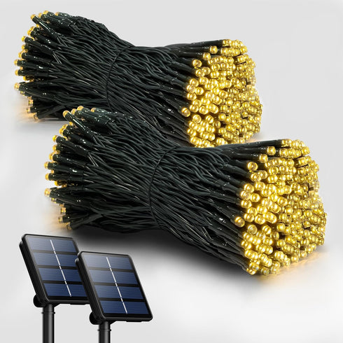 2 Pack Solar String Lights Outdoor, 200 LED 72FT Solar Powered Lights with 8 Modes for Garden Patio Balcony Party