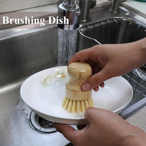 Marsify Set Bamboo Dish Scrub Brush, Kitchen Dish Scrubber Brush for Cleaning Dishes,Sink, Cast Iron Pan/Pot