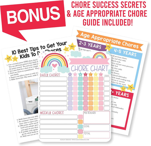 Magnetic Chore Chart for Kids, Good Behavior Chart at Home, Dry Erase Daily Weekly Responsibility List