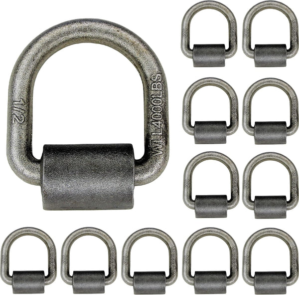 GRIPON 1/2-inch Weld-on Flip D-Ring Anchor, Pack of 12, 4,000lbs Working Load Limit Capacity